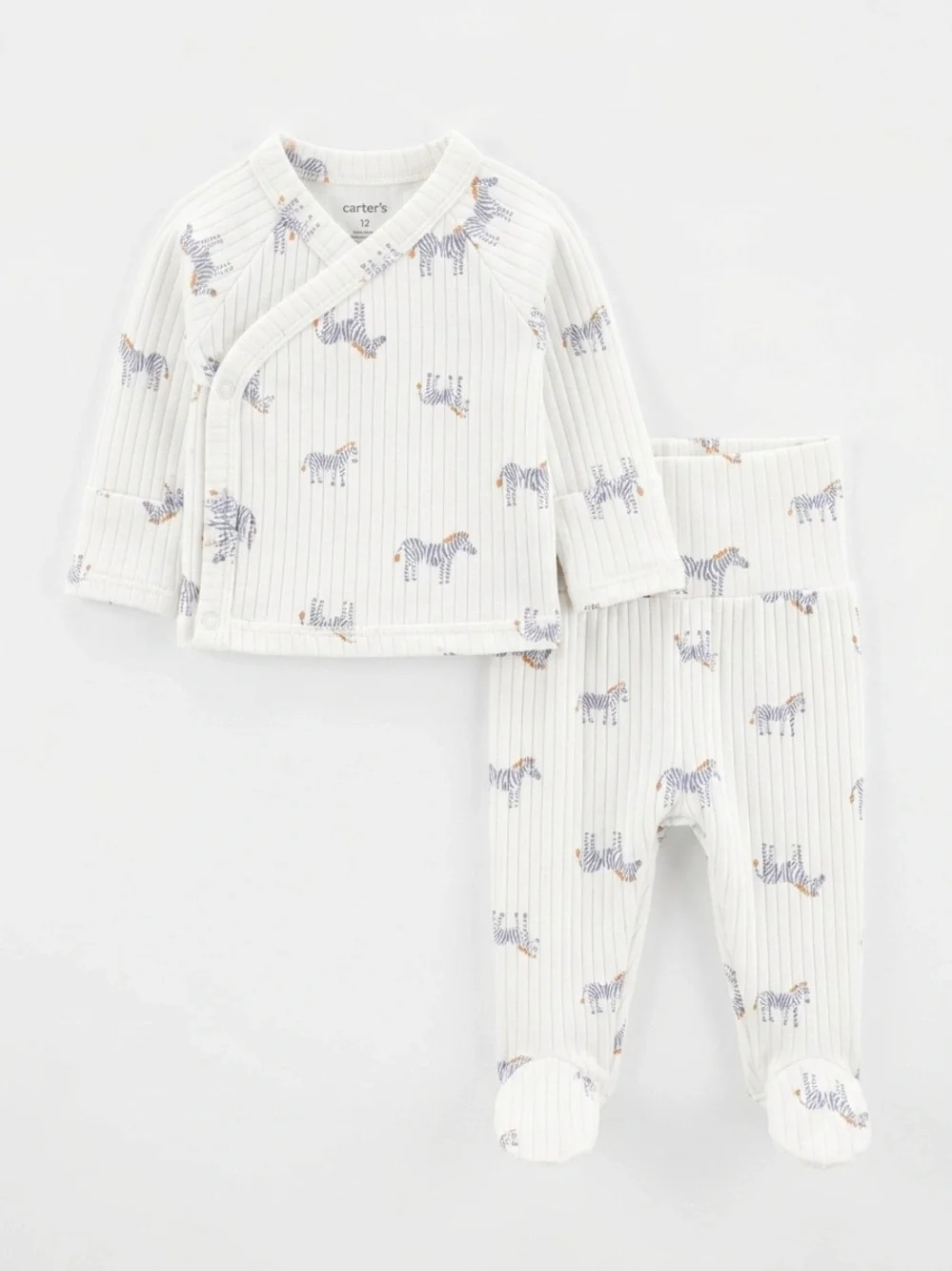 🎉(Preemie) Carter’s Ribbed Zebra 2 PC Set